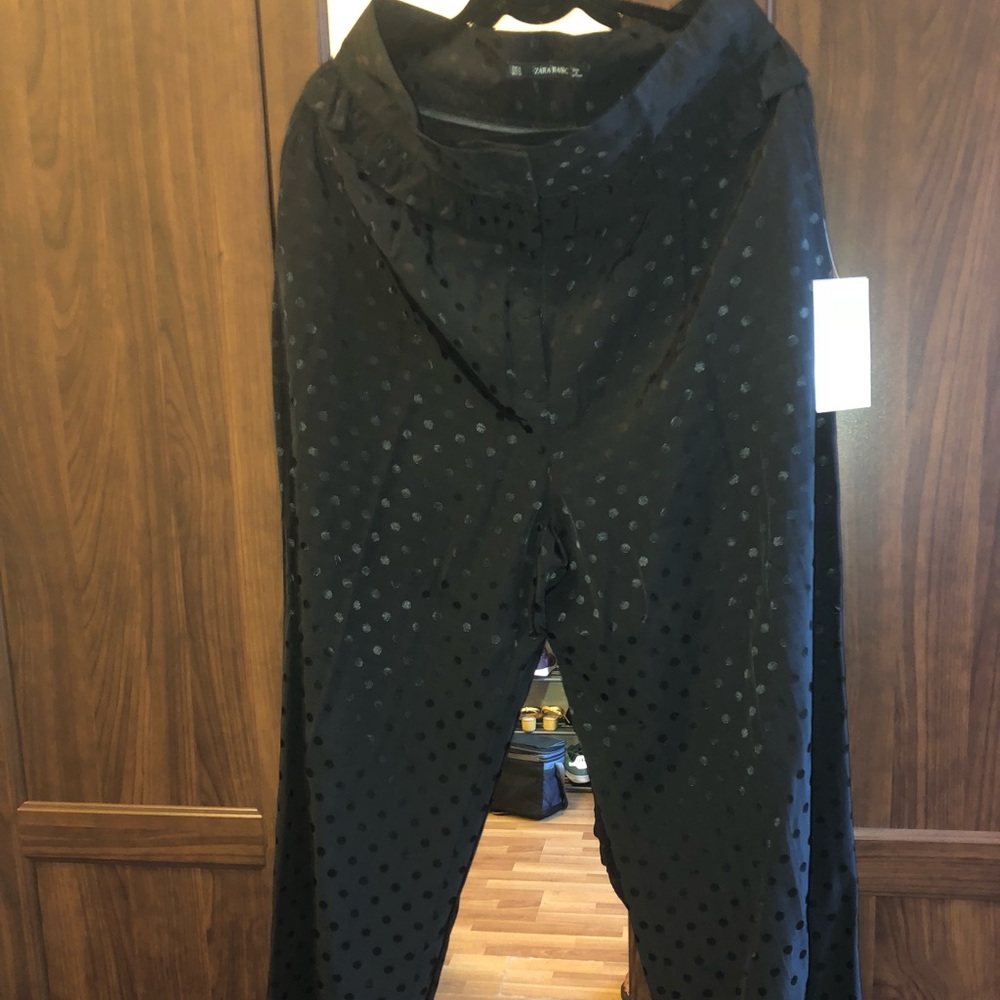 Zara Black polka dotted wide pants